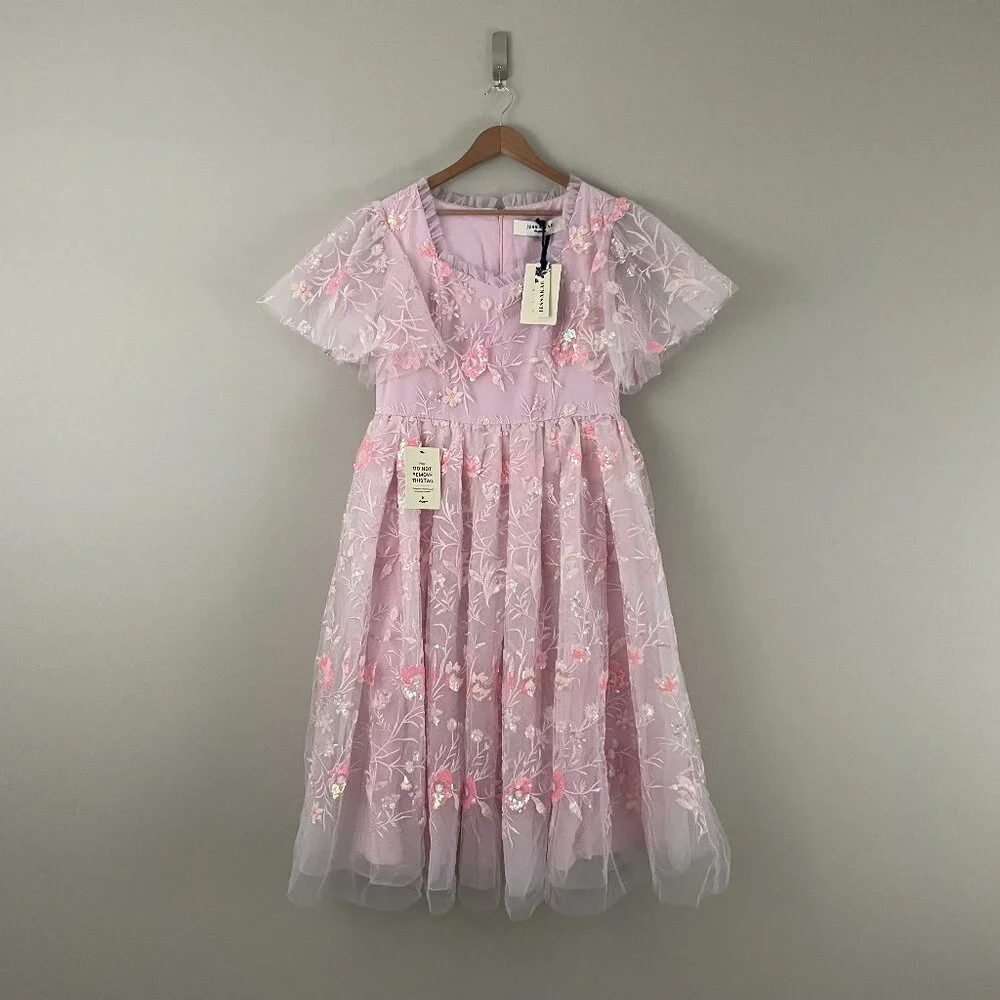 Jessakae Layla Pink Floral Sequin Embellished Tulle Dress Size XL